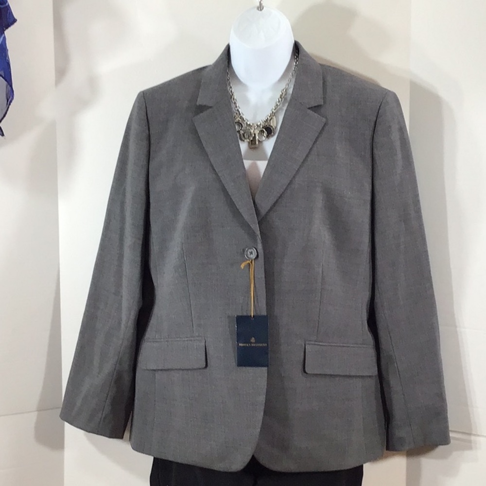 Brooks Brothers gray Tollegno 1900 wool dress jacket 14